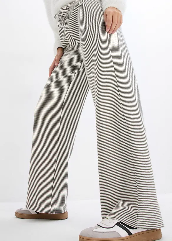 Pantaloni a righe in jersey di misto cotone con cordoncino, bonprix