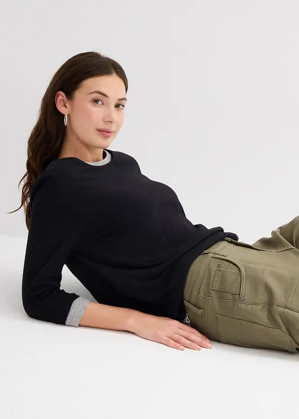 Pantaloni in twill di misto cotone elasticizzato, bonprix