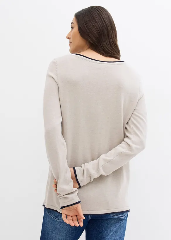 Maglione in filato fine misto cotone, bonprix