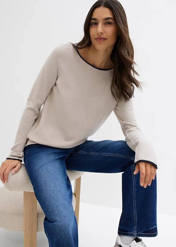 Maglione in filato fine misto cotone, bonprix
