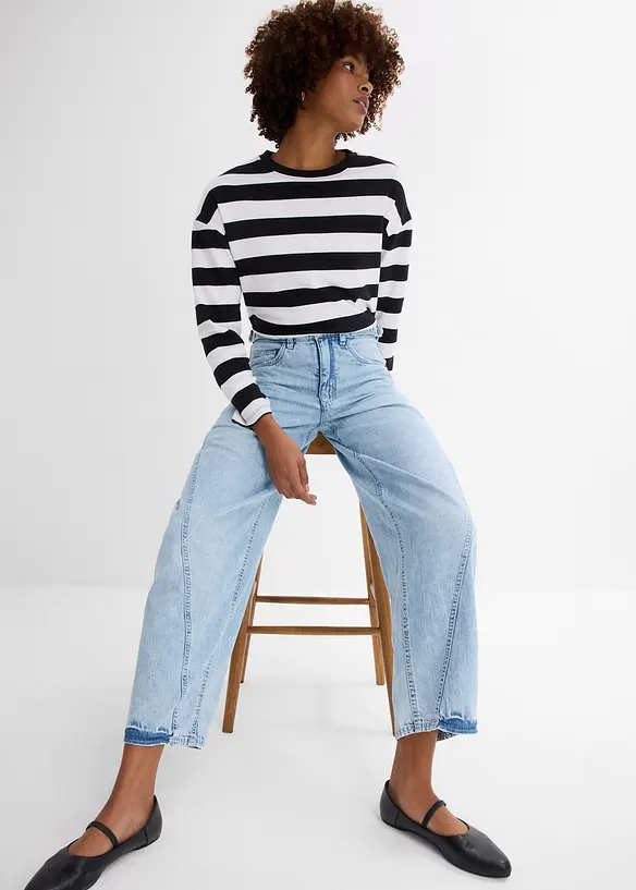Jeans a palloncino, vita media, bonprix