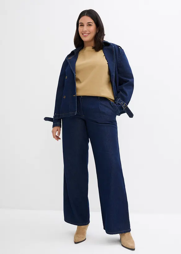 Jeans wide leg, vita media, bonprix