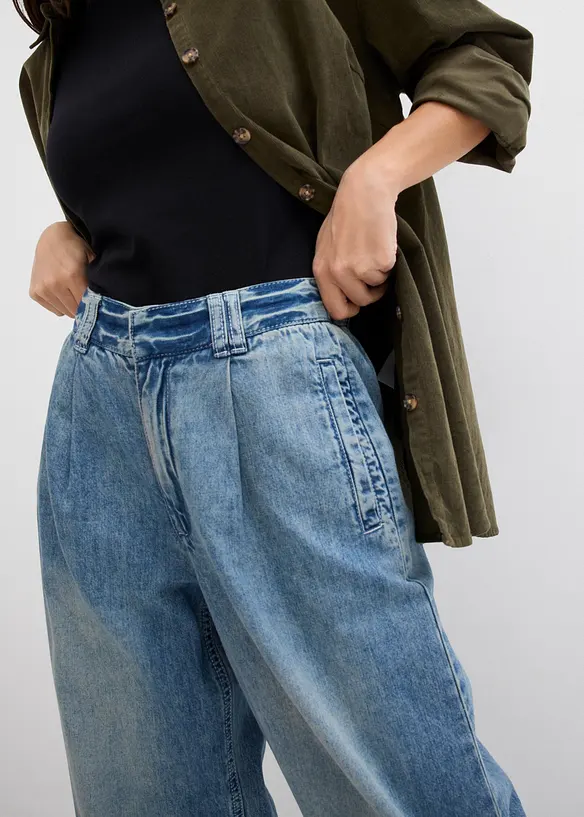 Jeans wide leg, a vita alta, bonprix