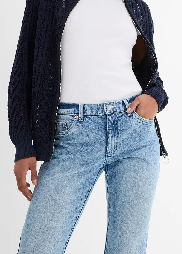 Jeans straight, a vita media, bonprix