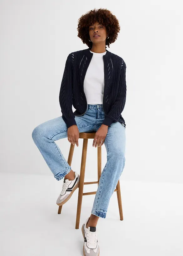 Jeans straight, a vita media, bonprix