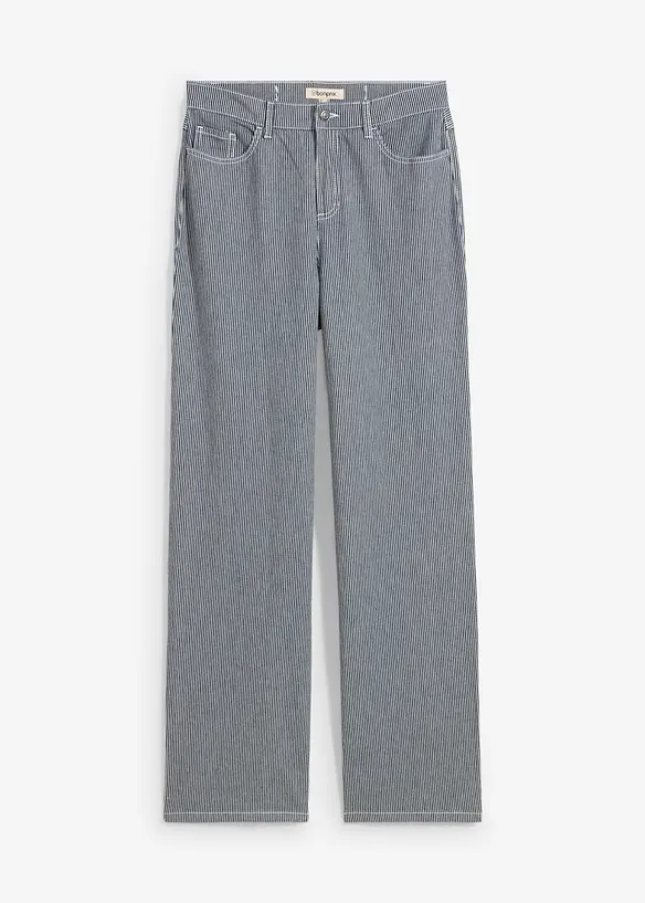 Jeans a righe straight, a vita alta, bonprix