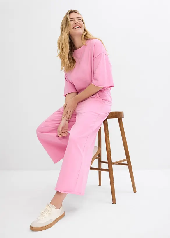 Pantaloni 7/8 in felpa di cotone biologico, bonprix