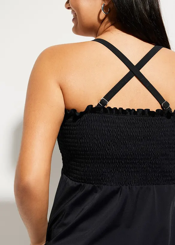 Tankini a fascia con lavorazione a punto smock (set 2 pezzi), bonprix