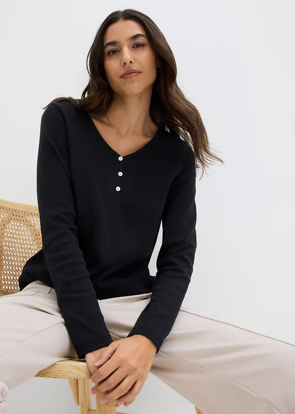 Maglia a maniche lunghe in puro cotone biologico, bonprix