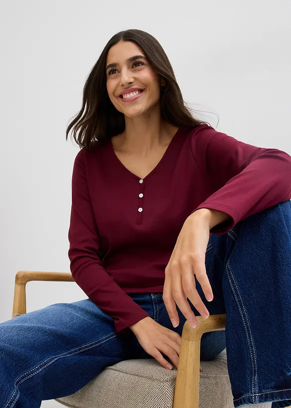 Maglia a maniche lunghe in puro cotone biologico, bonprix