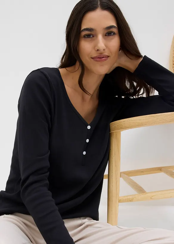 Maglia a maniche lunghe in puro cotone biologico, bonprix