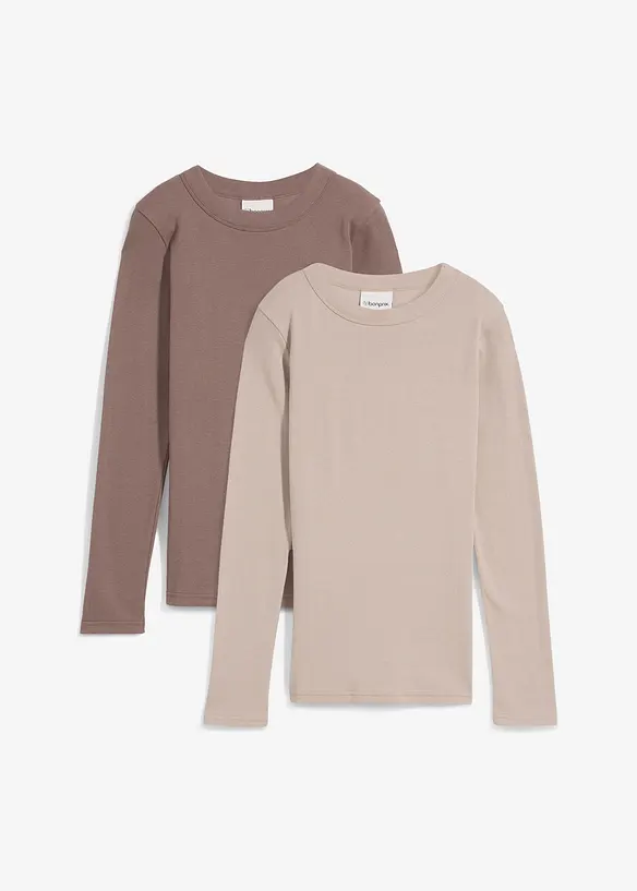 Maglia a costine con cotone biologico (pacco da 2), bonprix