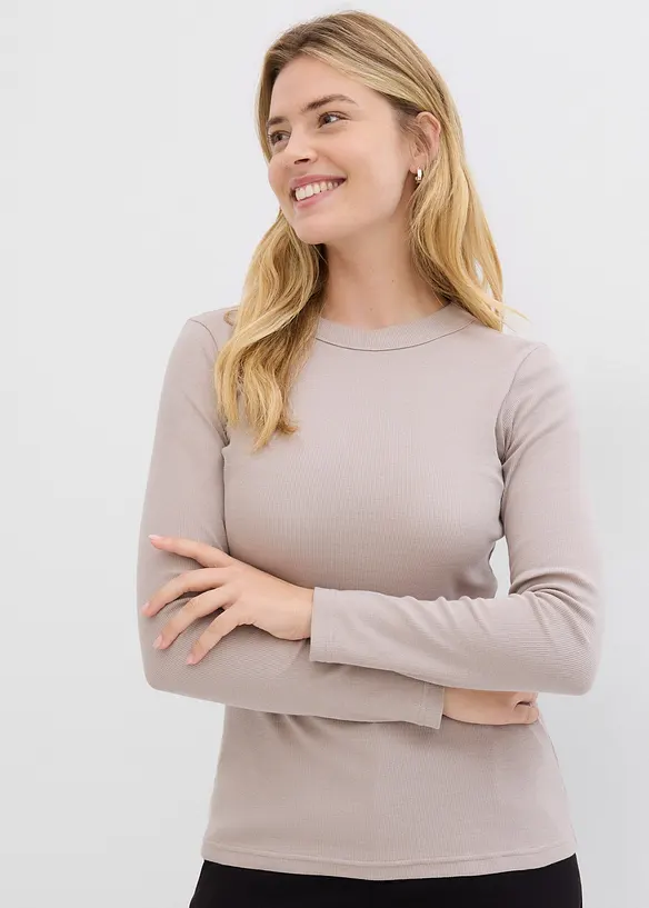 Maglia a costine con cotone biologico (pacco da 2), bonprix