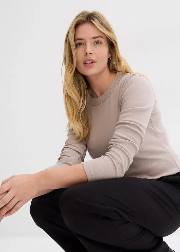 Maglia a costine con cotone biologico (pacco da 2), bonprix