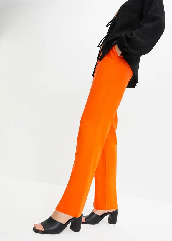Pantaloni in misto lino e viscosa,  vita alta, bonprix