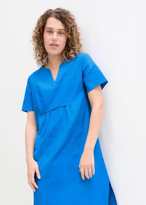 Abito tunica con tasche in misto lino e cotone, bonprix