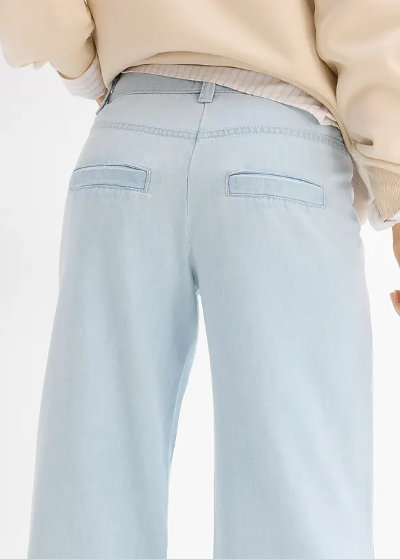 Jeans wide leg super morbidi, vita media, bonprix
