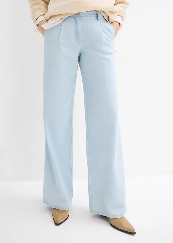 Jeans wide leg super morbidi, vita media, bonprix