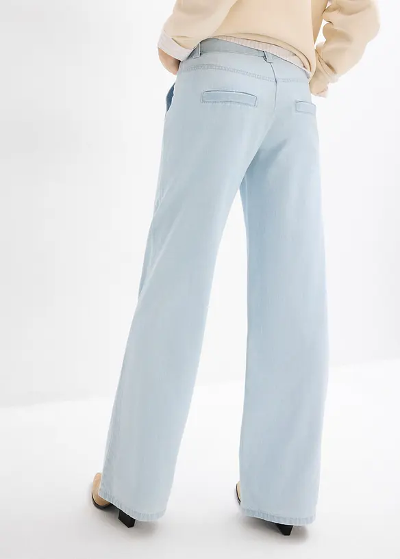 Jeans wide leg super morbidi, vita media, bonprix