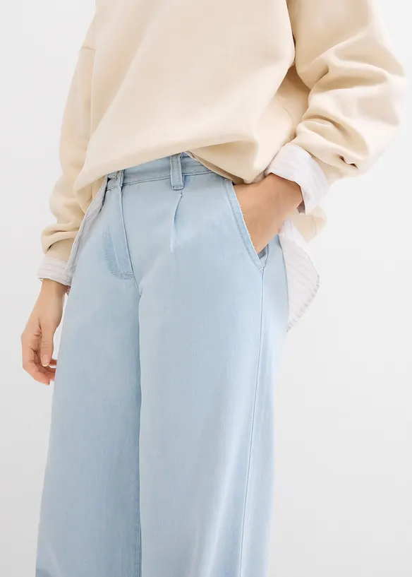 Jeans wide leg super morbidi, vita media, bonprix