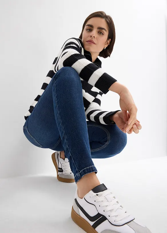 Jeans skinny elasticizzati cropped, a vita media, bonprix