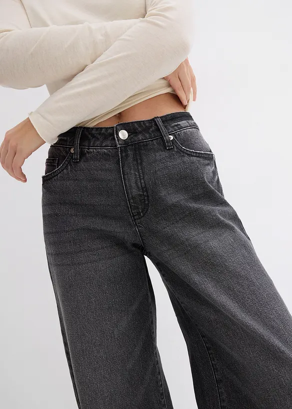 Jeans wide leg lunghi, low strech, vita media, bonprix
