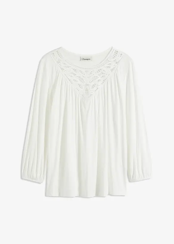 Maglia in jersey con inserto in pizzo, bonprix