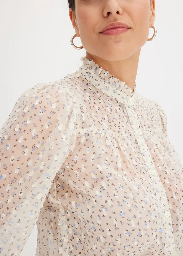 Camicetta in chiffon con ruches, bonprix