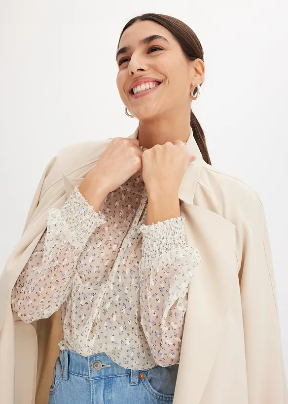 Camicetta in chiffon con ruches, bonprix