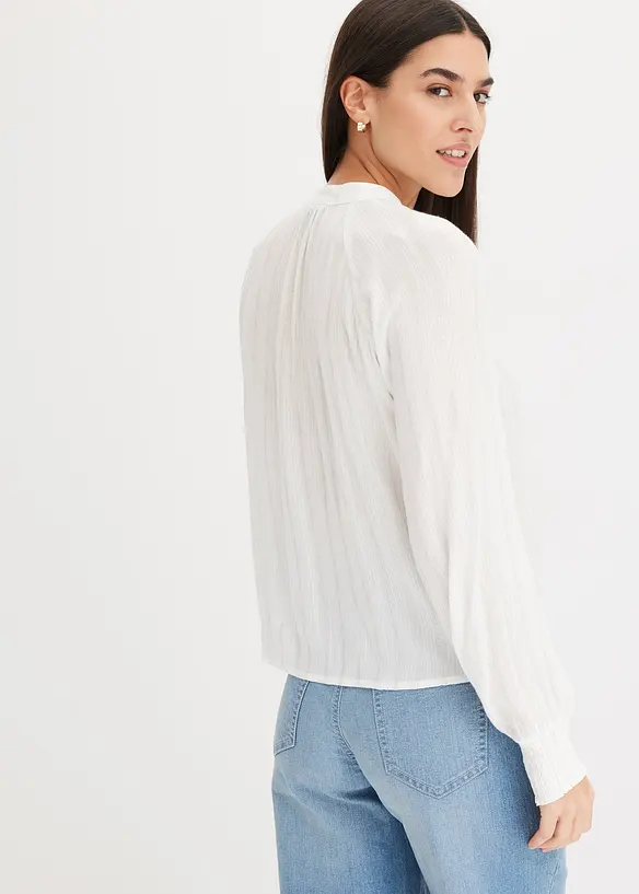 Blusa crinkle con lurex, bonprix