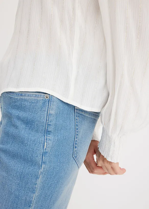Blusa crinkle con lurex, bonprix