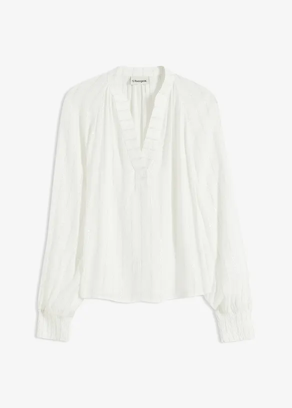 Blusa crinkle con lurex, bonprix