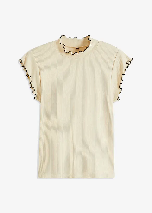 Maglia a costine con finiture arricciate, bonprix