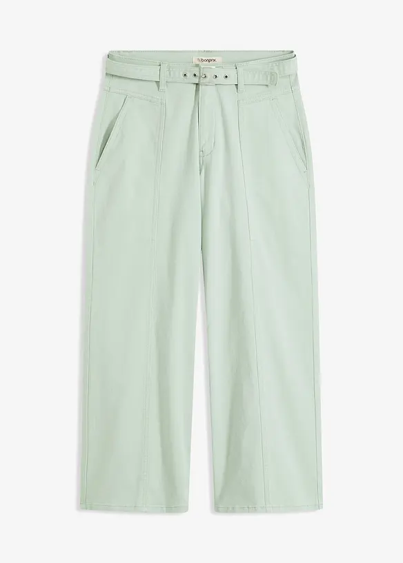 Pantaloni culotte elasticizzati in twill con cintura, bonprix