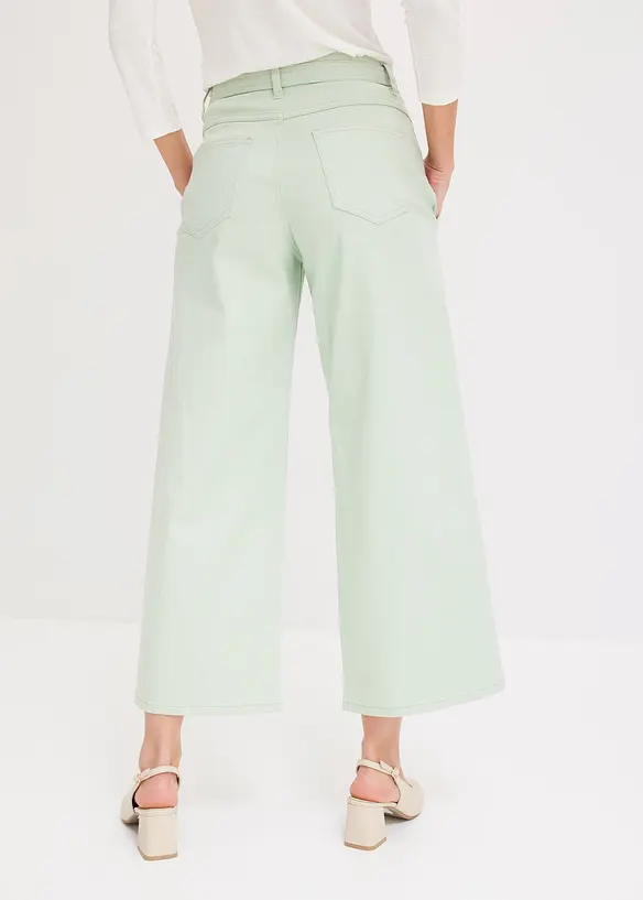 Pantaloni culotte elasticizzati in twill con cintura, bonprix