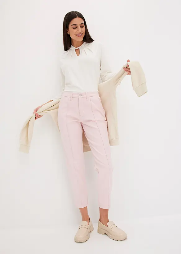 Pantaloni elasticizzati in twill con cucitura, bonprix