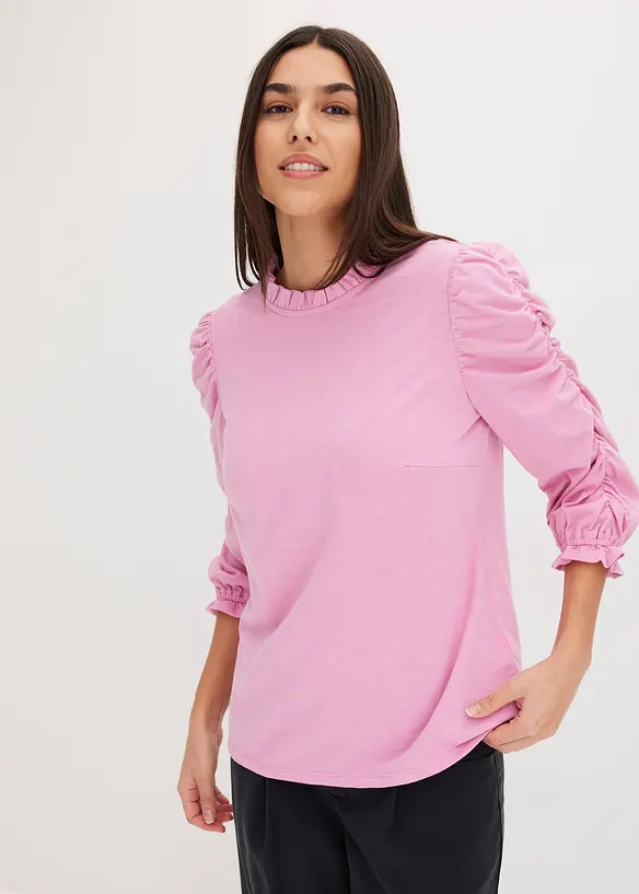 Maglia con maniche a 3/4 e arricciatura, bonprix