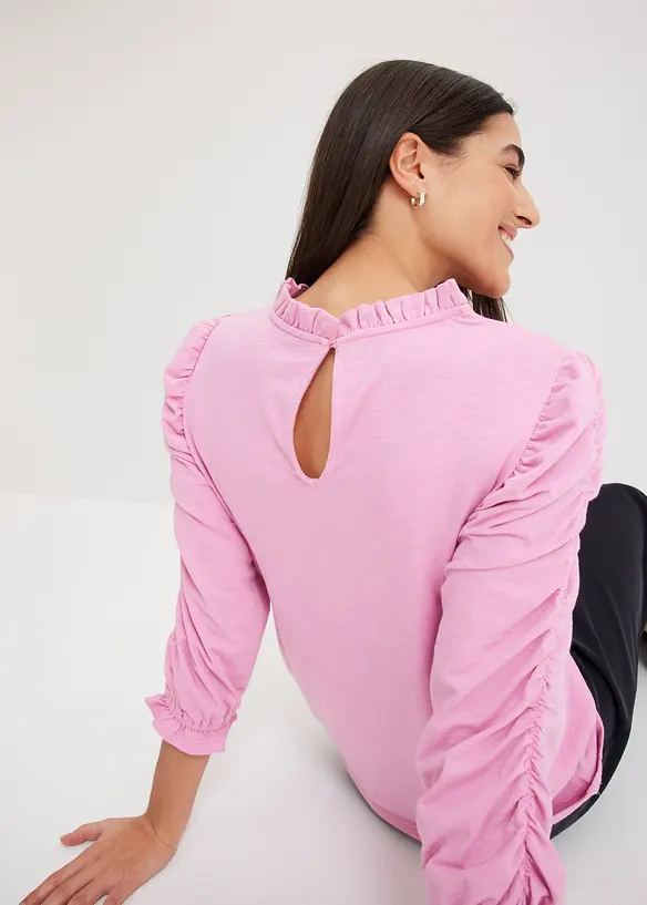 Maglia con maniche a 3/4 e arricciatura, bonprix