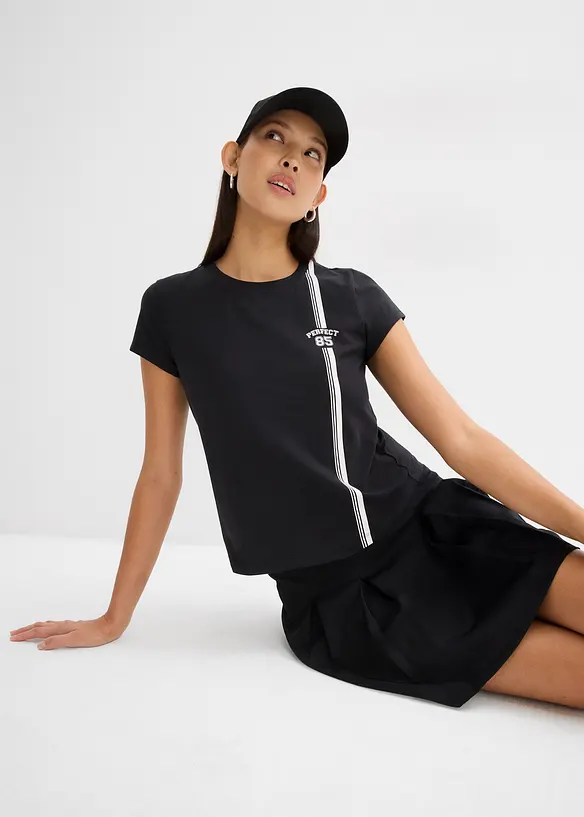 T-shirt cropped con stampa, bonprix