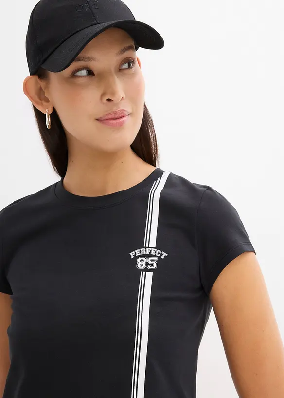 T-shirt cropped con stampa, bonprix