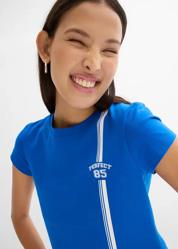 T-shirt cropped con stampa, bonprix