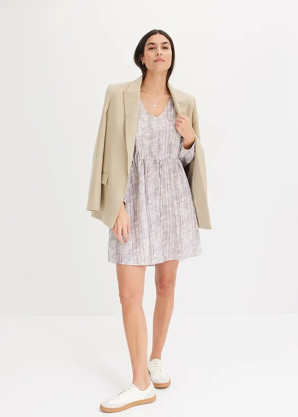 Blazer effetto lino con fodera a righe, bonprix
