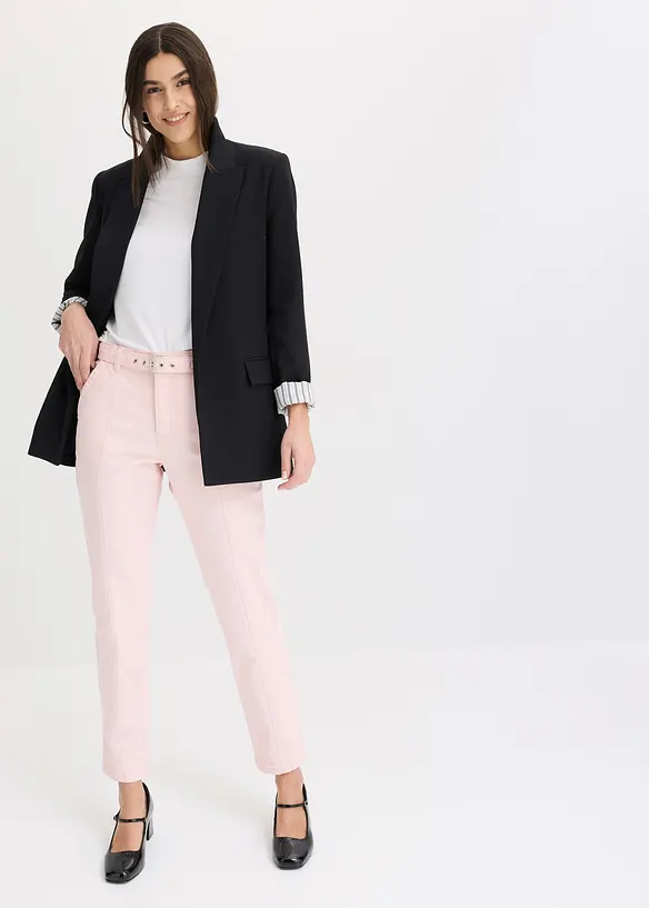 Blazer effetto lino con fodera a righe, bonprix