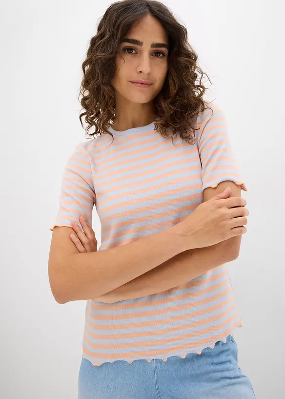 Maglia a a costine a maniche corte, bonprix