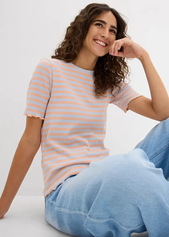 Maglia a a costine a maniche corte, bonprix