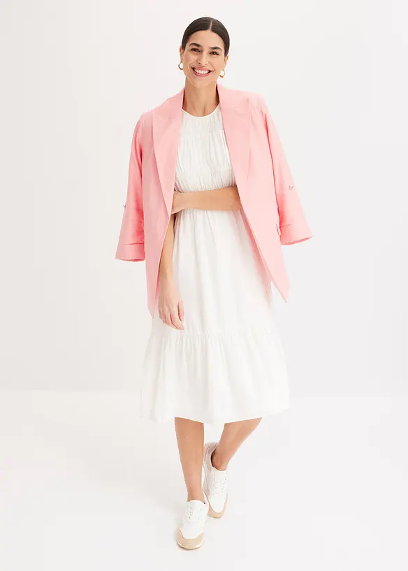 Blazer in misto lino con maniche arricciate, bonprix