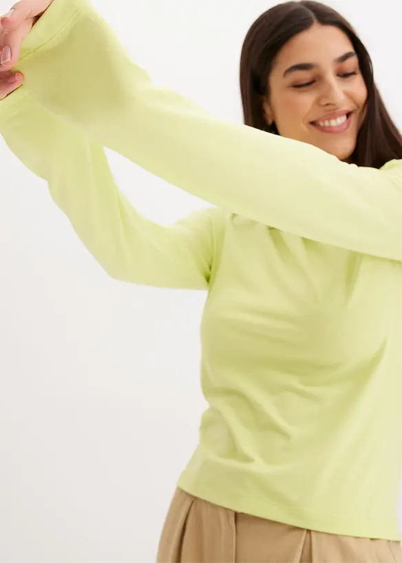 Maglia con spalla scoperta e arricciatura, bonprix