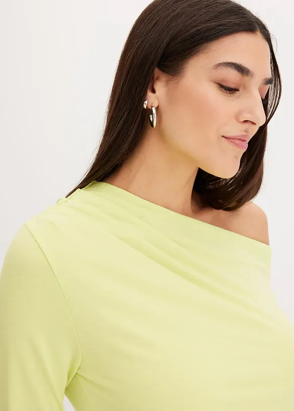 Maglia con spalla scoperta e arricciatura, bonprix