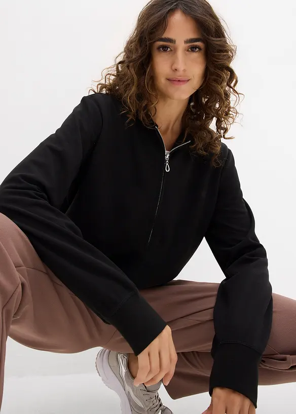 Felpa con zip a maniche lunghe, bonprix