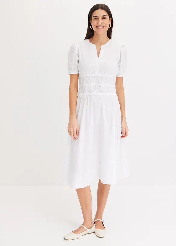Abito midi con vita elasticizzata arricciata, bonprix